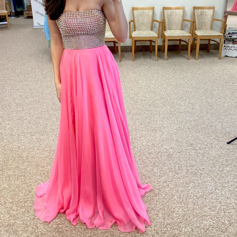 Sherri Hill Pink Dress with sparkle top - size 4
